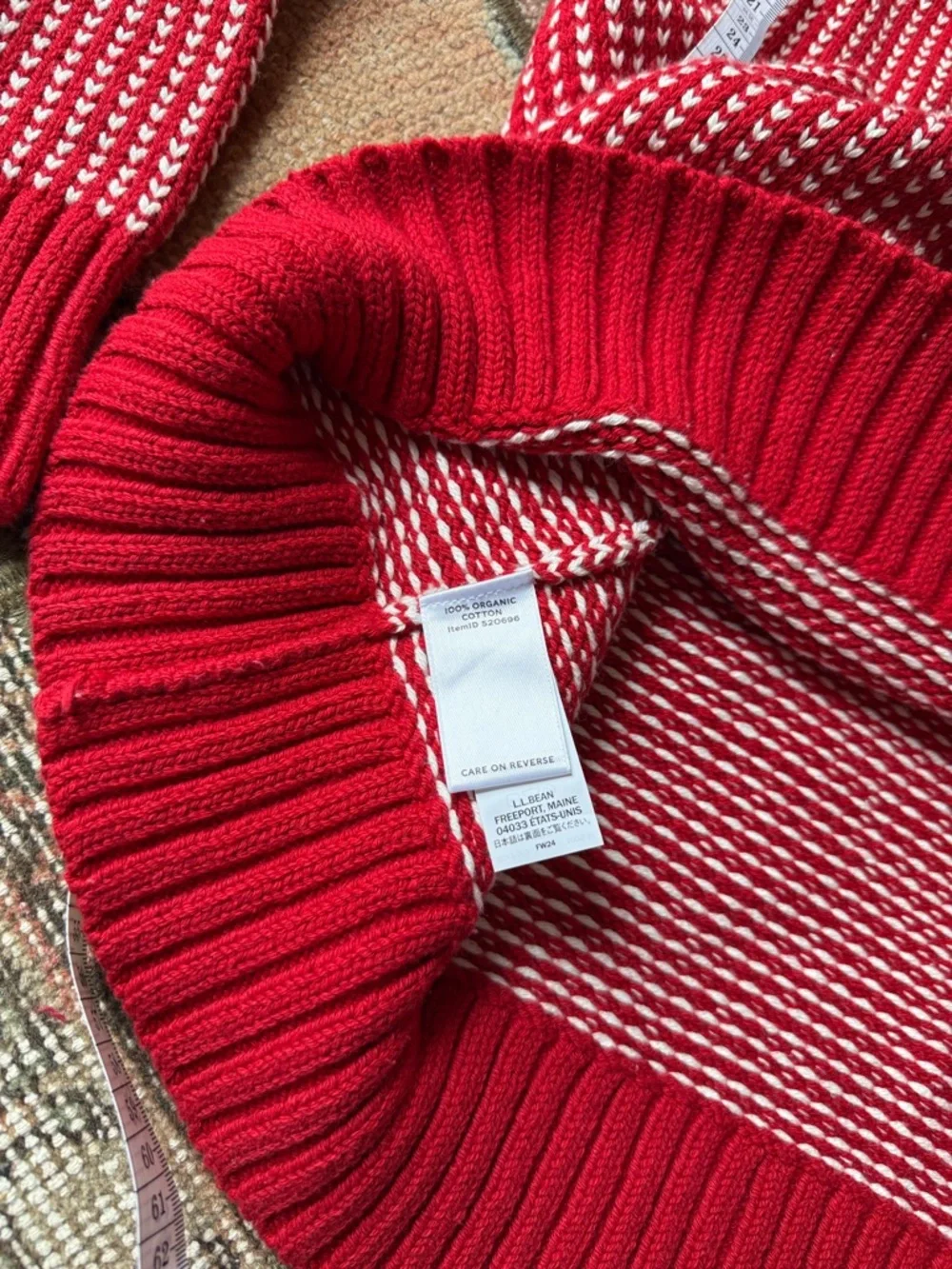 Ll Bean Signature Red & White mock neck Turtleneck Sweater - Picture 7 of 7
